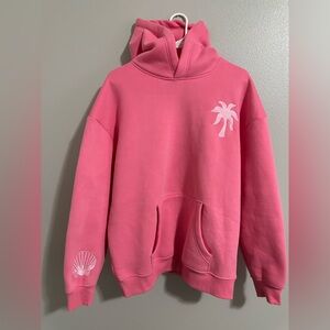 Hawaii hibiscus pink palm puff hoodie